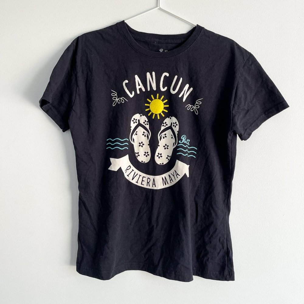 Pier 27 Cancun Riviera Maya Mexico Black Tshirt Beach Vacation Graphic Tee Sz XL